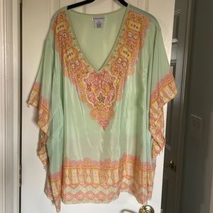 Jessica London top. Mint green, tangerine and yellow